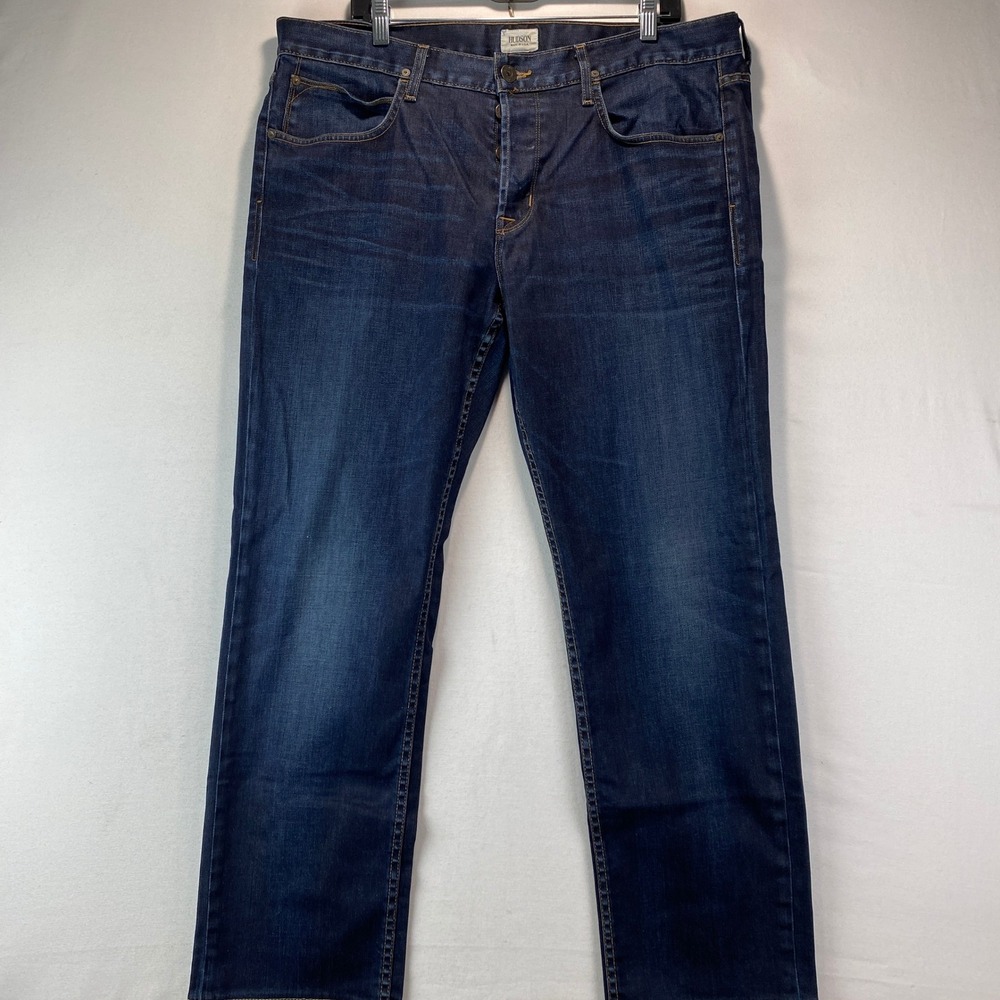 Hudson Byron Five Pocket Straight Jeans Mens 38 Dark Wash Button Fly M255DBG